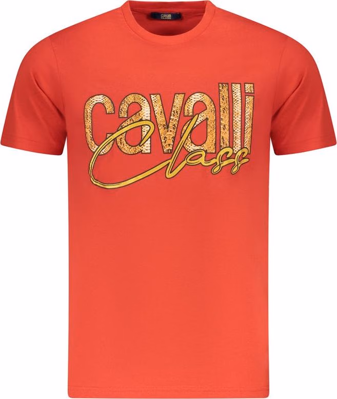 Cavalli Class Rosso Cotton Men T-Shirt