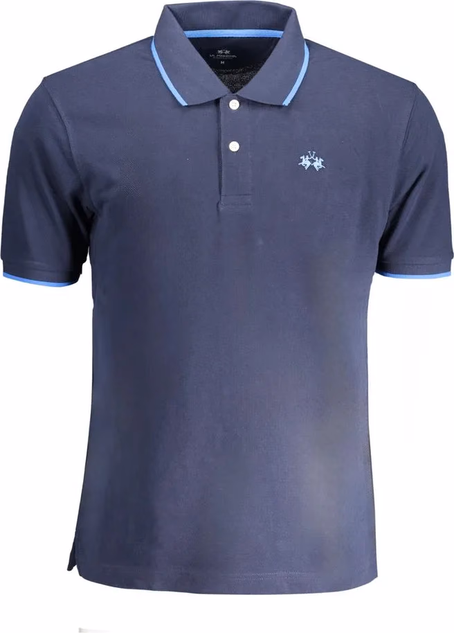 La Martina Blue Cotton Men Polo Shirt