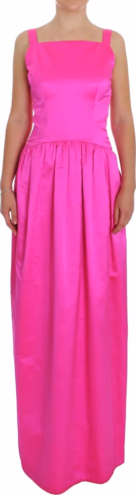 Dolce & Gabbana Pink Silk Long Sheath Ball Gown Dress