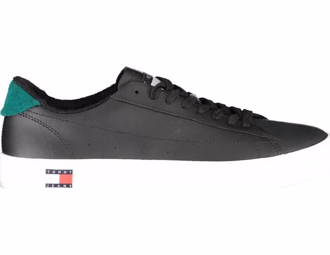 Tommy Hilfiger Black Leather Men Sneaker