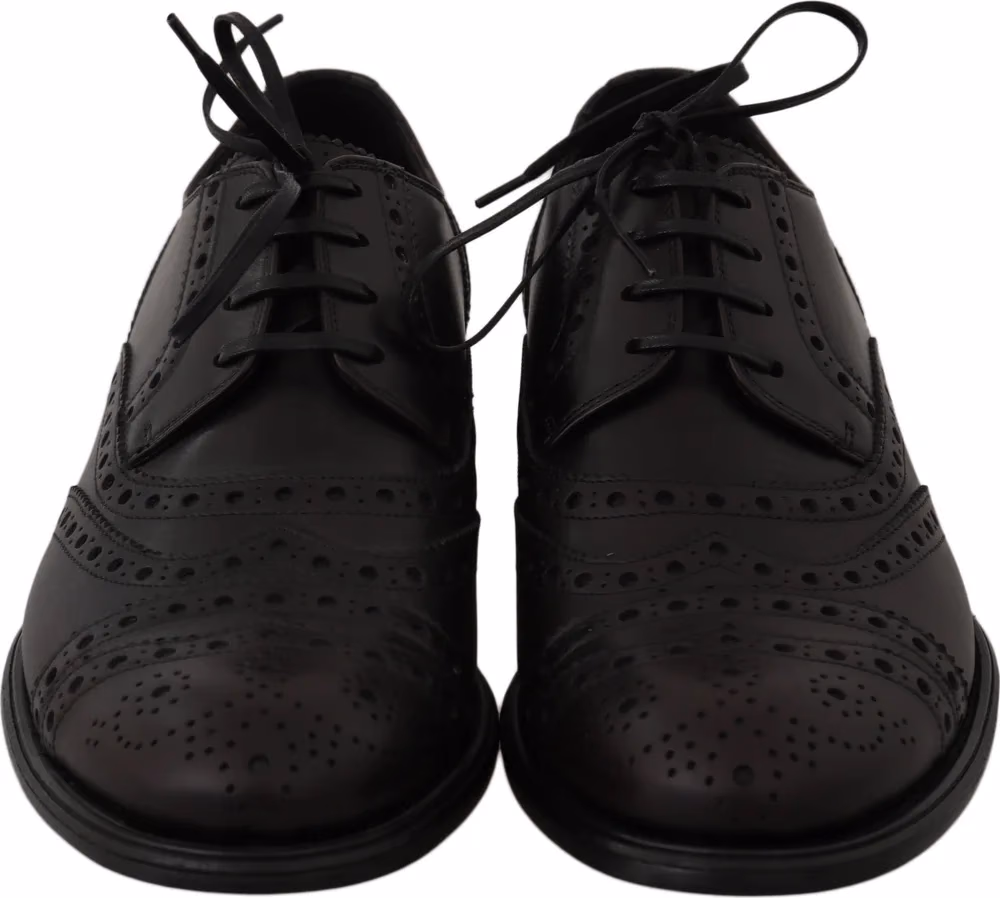 Dolce & Gabbana Black Leather Wingtip Oxford Dress  Shoes