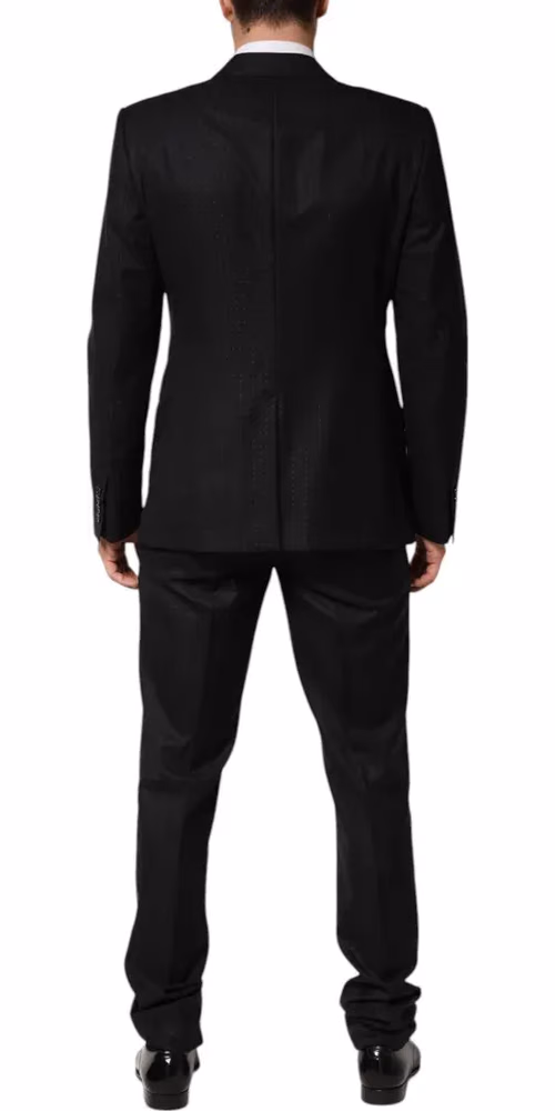 Dolce & Gabbana Dark Gray Jacquard Single Breasted 2 Piece Suit