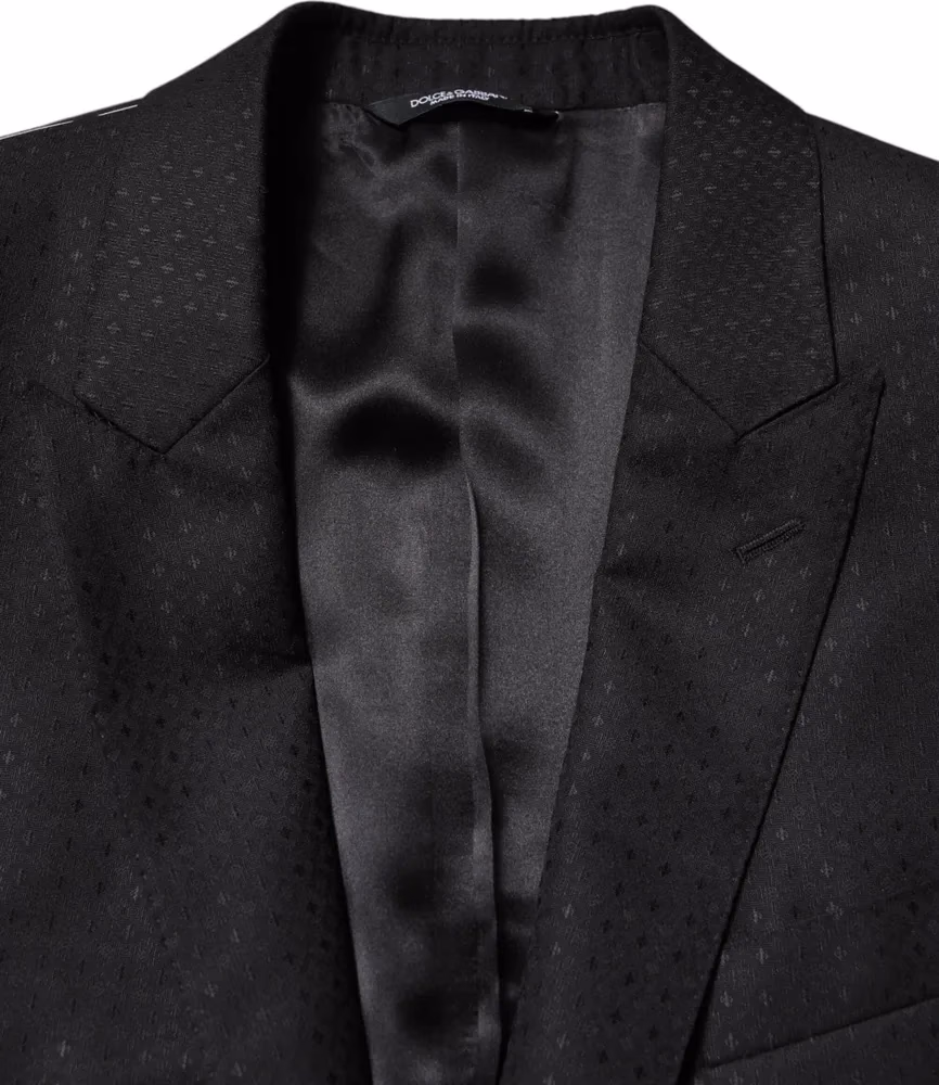Dolce & Gabbana Dark Gray Jacquard Single Breasted 2 Piece Suit