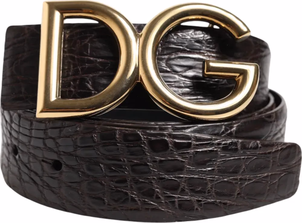 Dolce & Gabbana Black Exotic Leather DG Logo Buckle Belt