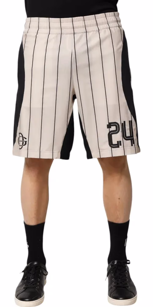 Dolce & Gabbana Off White Polyester DG Logo Sweatshorts Shorts