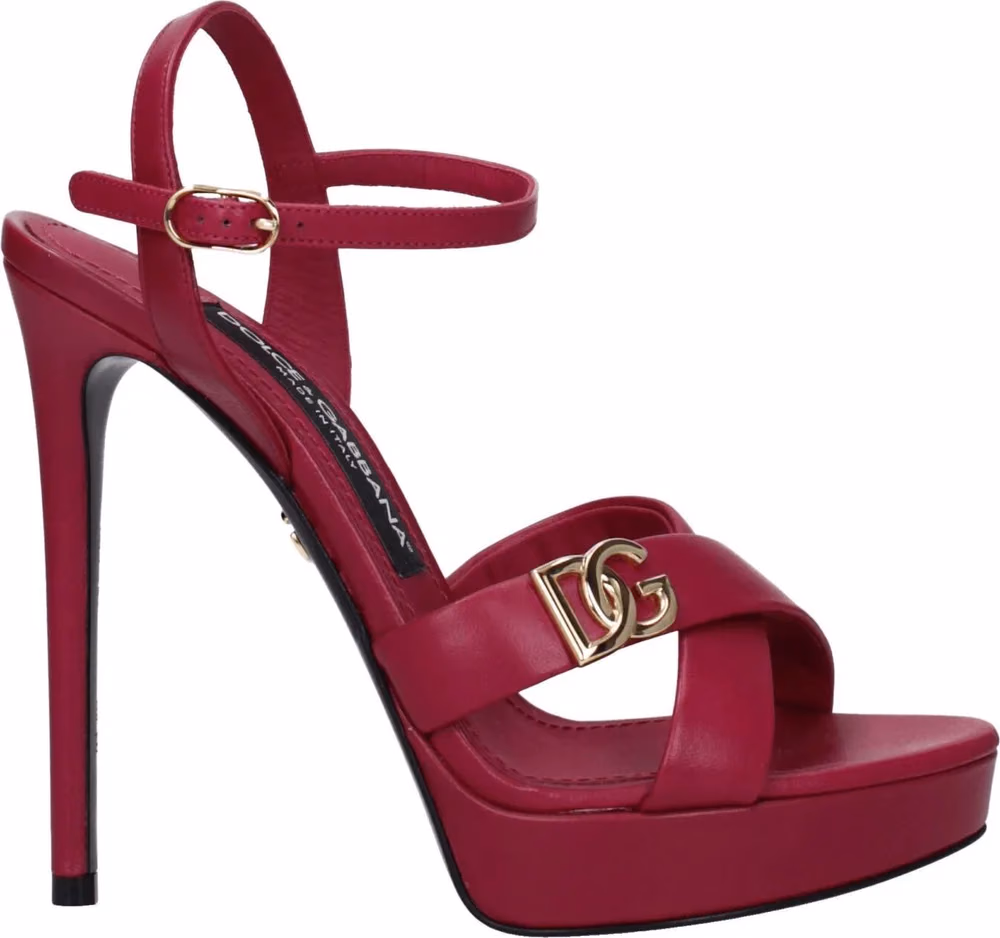 Dolce & Gabbana Pink Leather Platform Sandals