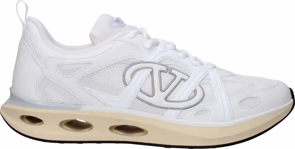 Valentino Garavani White Fabric Athletic Sneakers