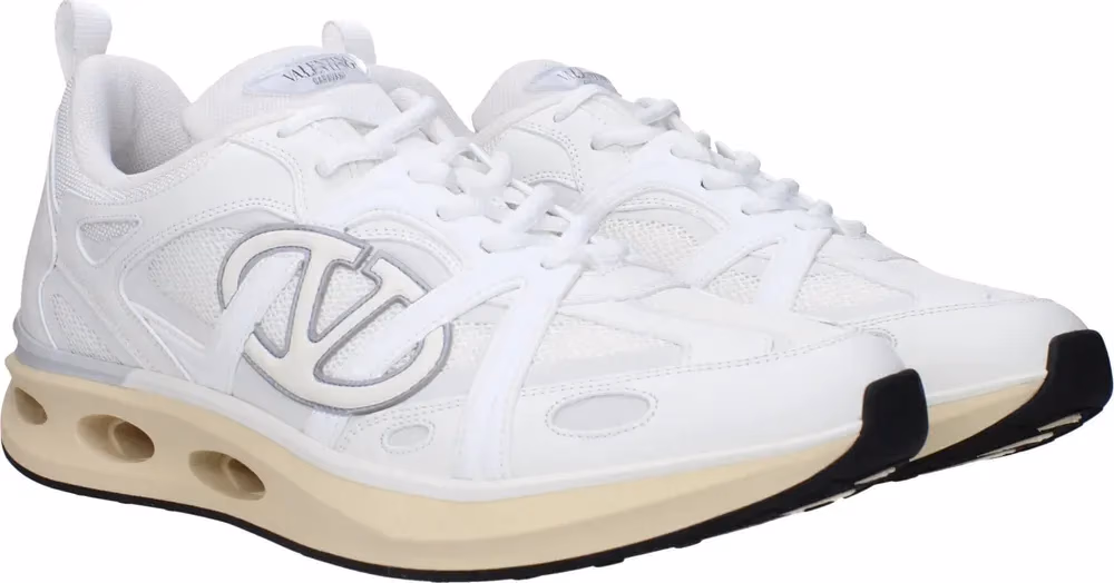 Valentino Garavani White Fabric Athletic Sneakers