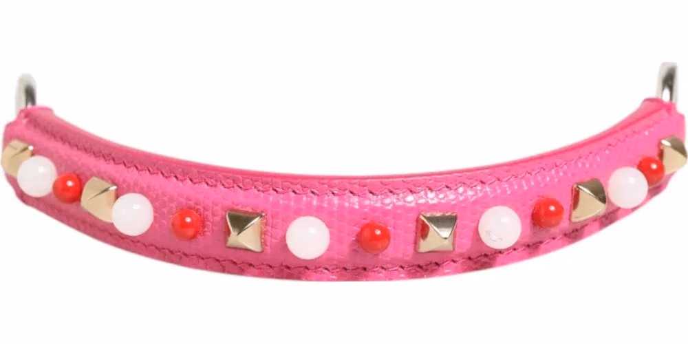 Dolce & Gabbana Pink Embellished Leather Bag Handle Women Shoulder Strap