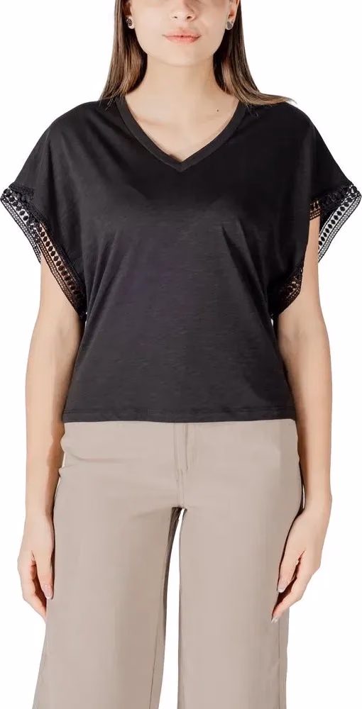 ICHI Black Cotton T-Shirt
