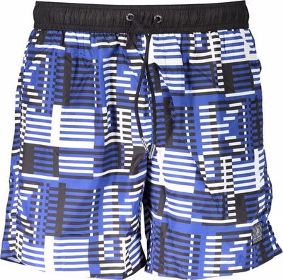 Blu Polyester Men Swim Boxer