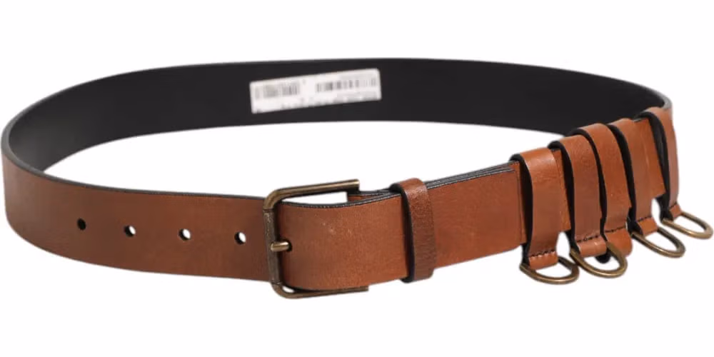 Dolce & Gabbana Brown Classic Gold Metal Logo Buckle Men Belt