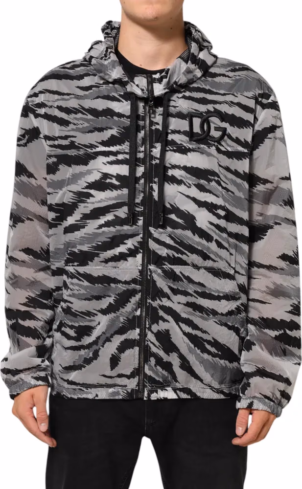 Dolce & Gabbana Gray Camouflage Hooded Sweatshirt Jacket
