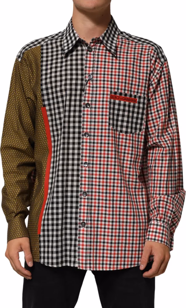Dolce & Gabbana Multicolor Cotton Collared Checkered Shirt