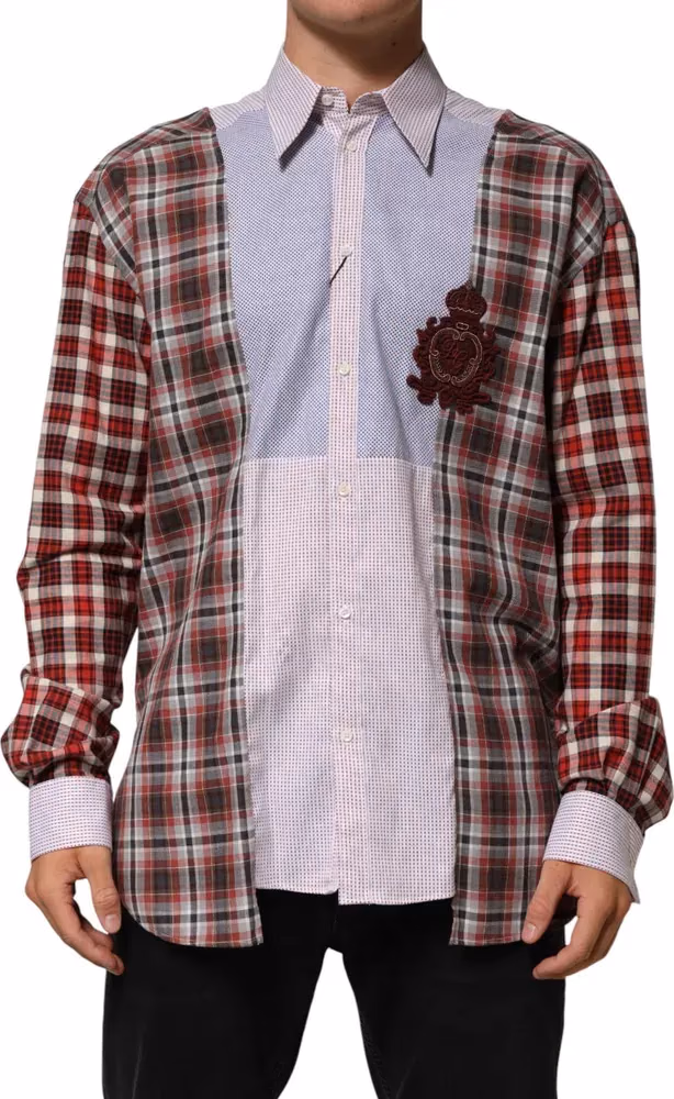 Dolce & Gabbana Multicolor Cotton Collared Checkered Shirt