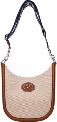 Beige Fabric Crossbody Bag
