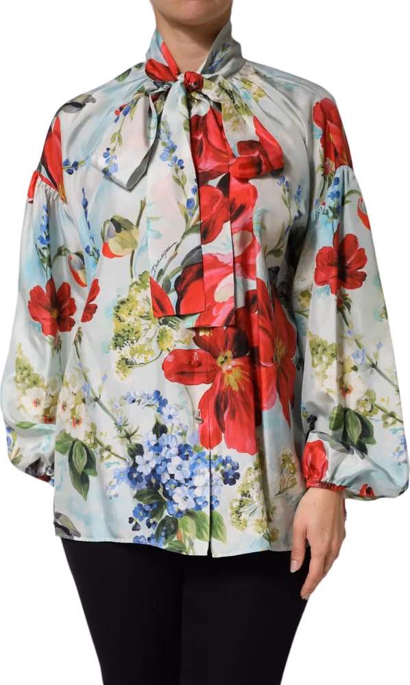 Dolce & Gabbana Multicolor Floral Long Sleeves Blouse Top