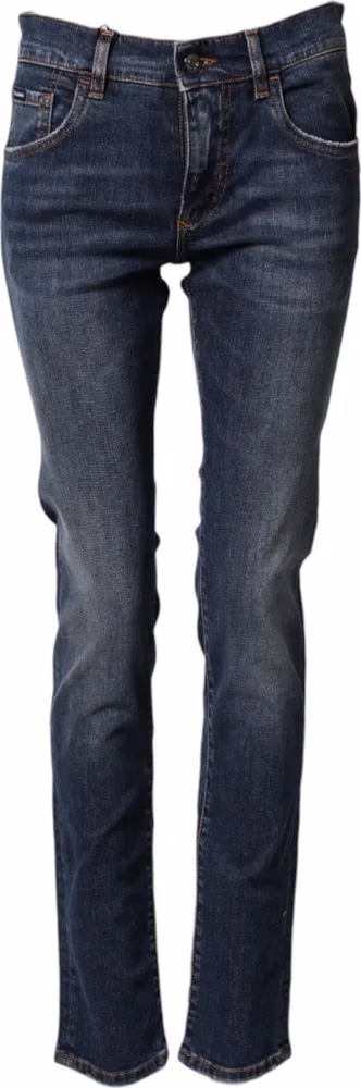 Dolce & Gabbana Blue Cotton Stretch Skinny Men Denim Jeans