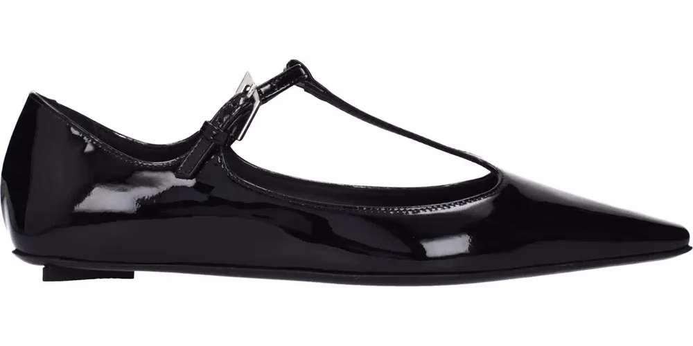 The Attico Black Leather Ballet Flats