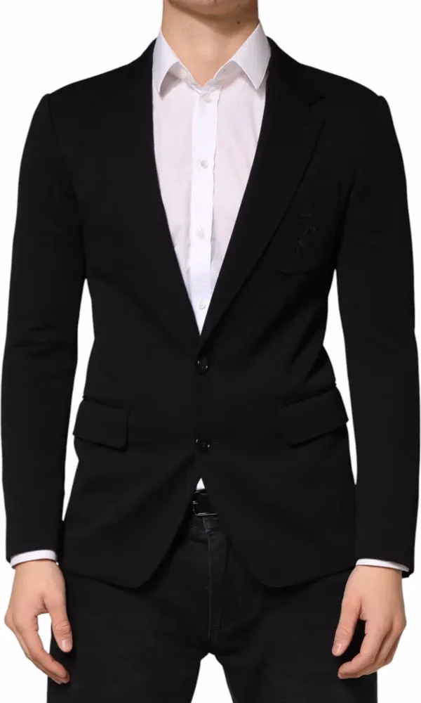 Dolce & Gabbana Black Wool Single Breasted 2 Button Blazer